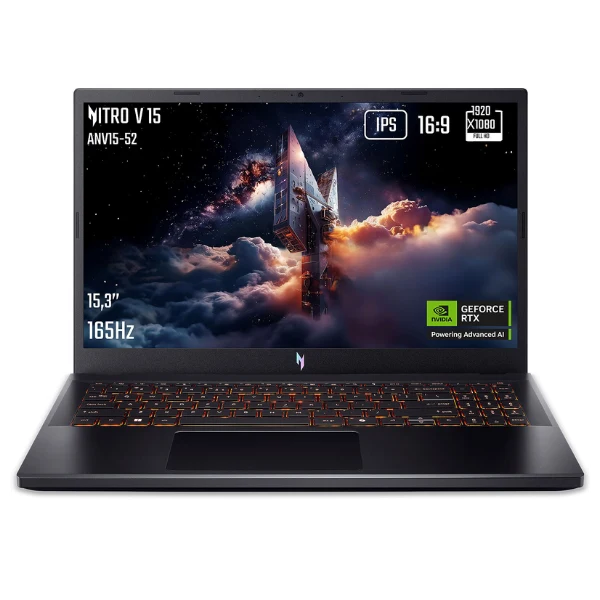 Acer - Nitro V 15.6" FHD 165Hz Gaming Laptop - Intel i5-13420H -16GB RAM 512GB SSD - GeForce RTX 5050 - Backlit - Win 11 Pro - Obsidian Black (New)